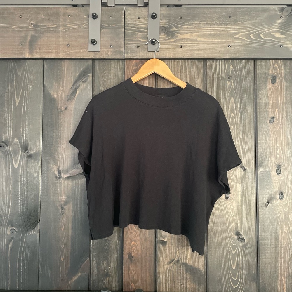 Wild Fable Black Boxy Crop T-Shirt Short Sleeve